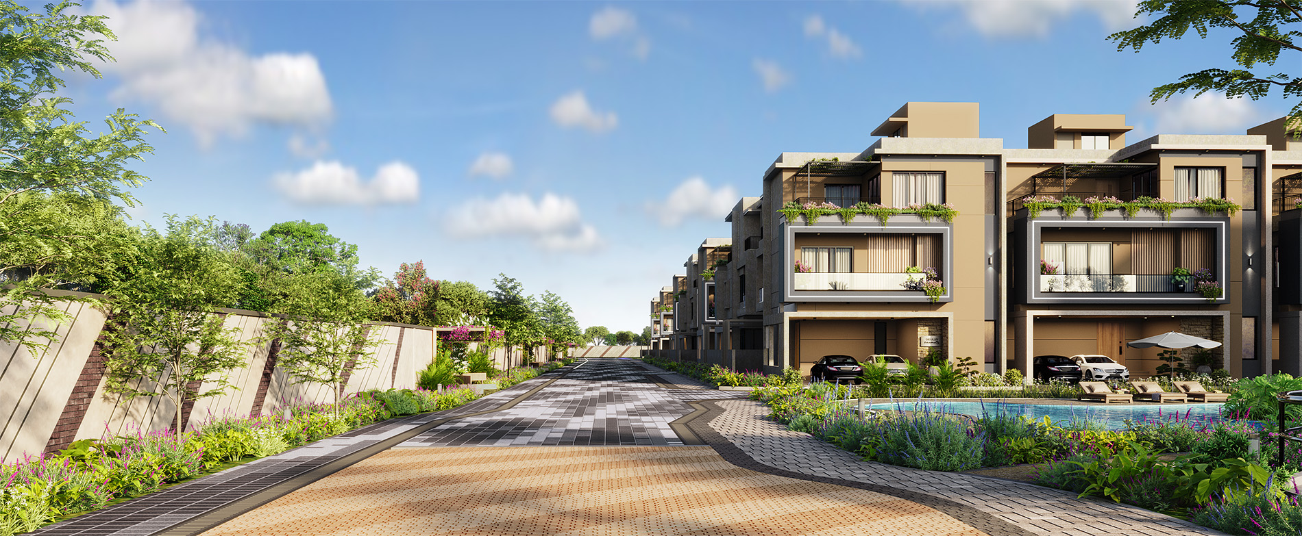 Prime Acres Samasti Mediterranean streetscape